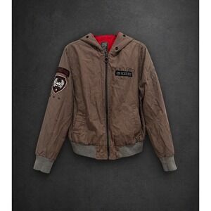 Rare Y2K Ecko Red Reversible Bomber Jacket‎ Large Hooded Streetwear